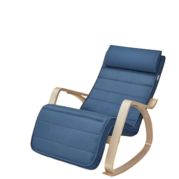 Schommelstoel met verstelbare voetensteun - relaxstoel van berkenhout - 121,5 x 67 x 84 cm