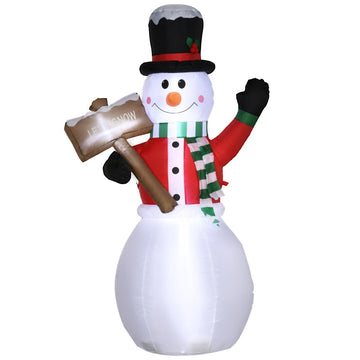 Opblaasbare sneeuwman met LED - Kerstdecoratie | Kleur: Wit | Afmetingen: 70x103x180 cm