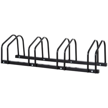 Fietsenrek voor 4 fietsen - Fietsstandaard | Kleur: Zwart | Afmetingen: 33x110x27 cm