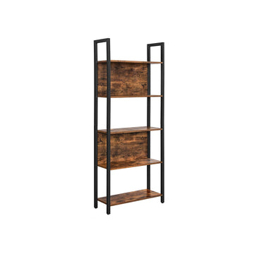 5-laags boekenkast vintage bruin-zwart staal 62x24x165 cm