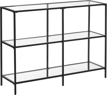 Consoletafel - bijzettafel - gehard glas - modern - zwart - 100 x 30 x 73 cm