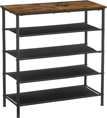 Schoenenrek met 4 planken, industrieel, bruin/zwart, 75 x 30 x 91 cm