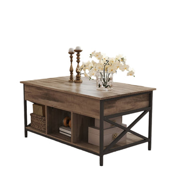 Hoogteverstelbare salontafel - camelbruin/zwart - 60 x 100 x 48-62 cm
