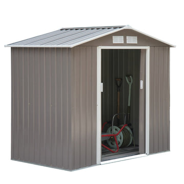 Metalen tuinschuur voor gereedschap | Kleur: Grijs | Afmetingen: 127x213x185/191x277x192 cm