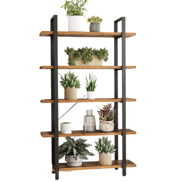5-laags boekenkast - staand rek - vintage industrieel - 33,5 x 105 x 177,5 cm