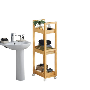 Badkamerrek Niche Rek Bamboe Organizer - Ruimtebesparend - 20 x 30 x 80 cm