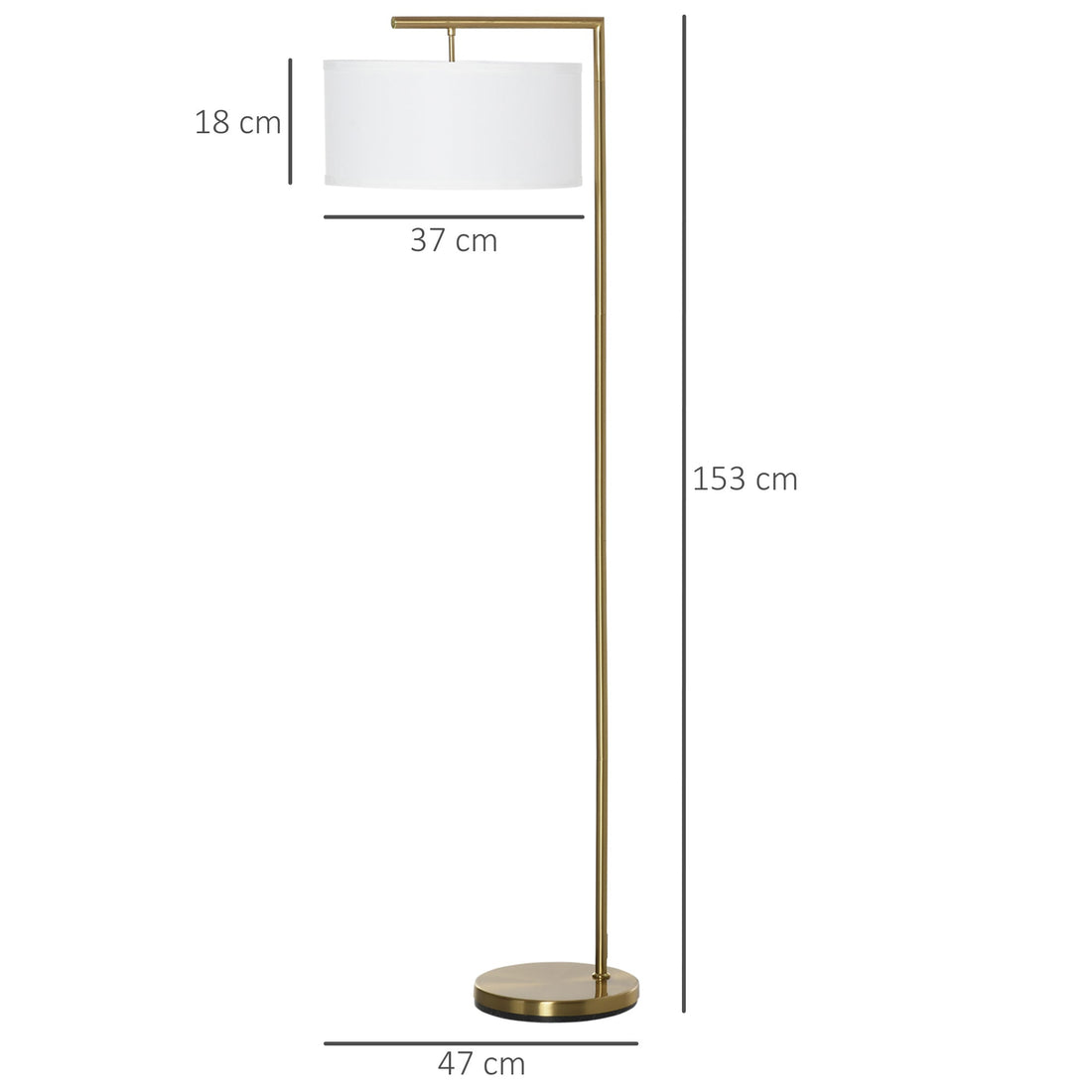 Vloerlamp - Klassiek ontwerp met linnen lampenkap | Kleur: Goud + wit | Afmetingen: 37x47x153 cm