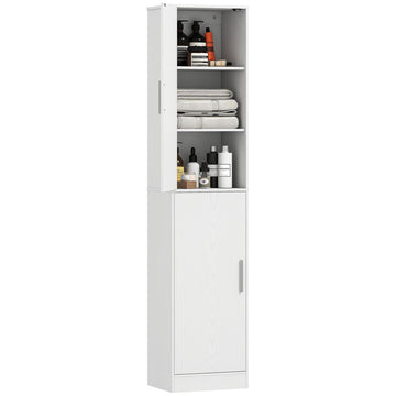 Badkamerkast met 2 deuren en 4 verstelbare planken | Kleur: Wit | Afmetingen: 40x35x180 cm