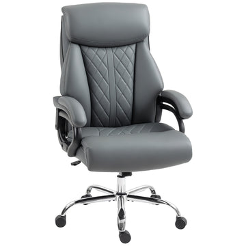 Big and Tall bureaustoel 150 kg - PU-leer | Kleur: Donkergrijs | Afmetingen: 68x71x115-123 cm