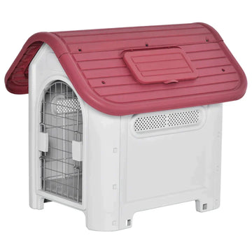 Hondenhok voor kleine tot middelgrote honden | Kleur: Rood+lichtgrijs | Afmetingen: 59x75x66 cm