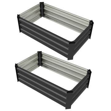 Set van 2 verhoogde tuinbakken | Kleur: Donkergrijs | Afmetingen: 60x100x30 cm