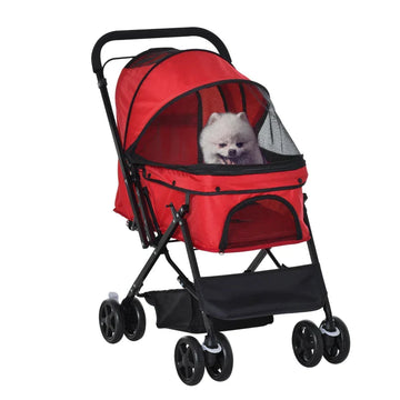 Hondenbuggy - Opvouwbare hondenwagen | Kleur: Rood | Afmetingen: 52x76,5x95 cm