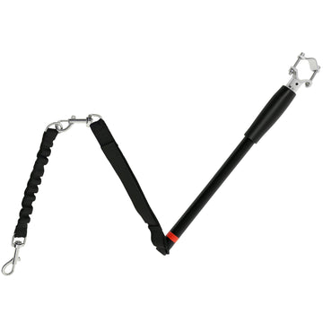 Fietshondenriem - Elastisch touw, stalen buis, 124 cm | Kleur: Zwart