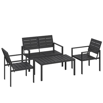 Tuinmeubelset 4-delig met sofa, 2 fauteuils en tafel | Kleur: Zwart | Afmetingen: 104x71x76,5 cm