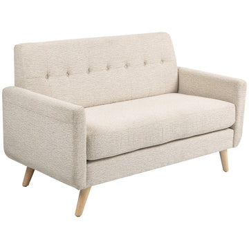 Beige fluwelen 2-zitsbank voor kleine ruimtes | Kleur: Beige | Afmetingen: 134x71x82 cm