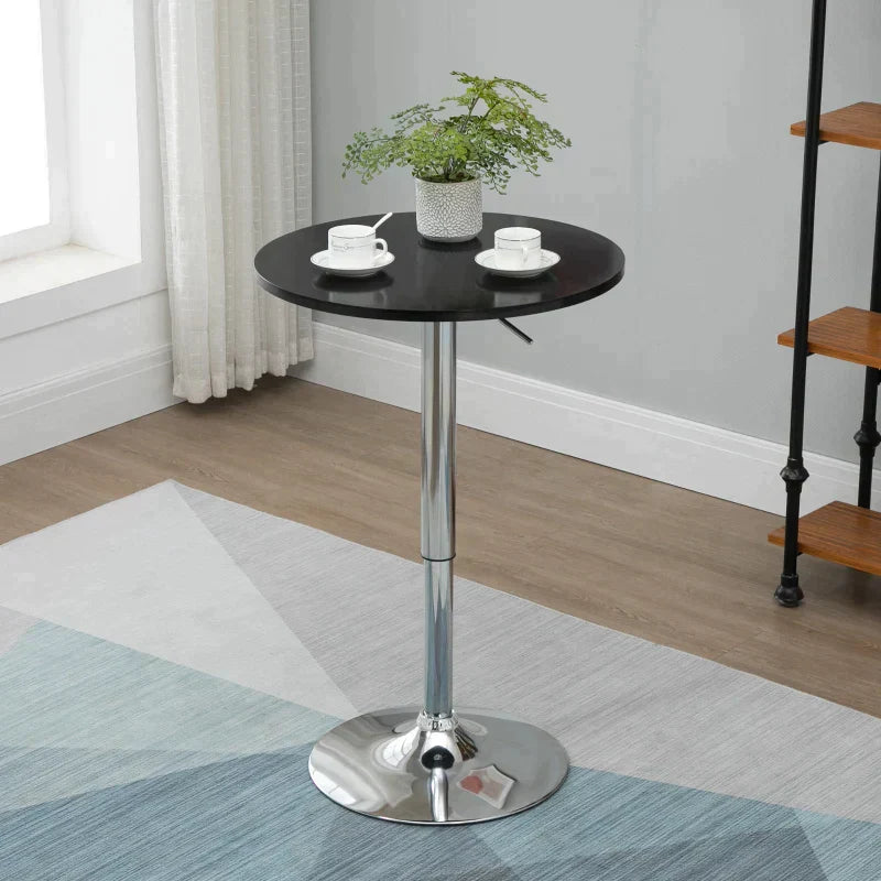 Verstellbarer Bartisch mit drehbarer Platte | Farbe: Schwarz | Abmessungen: 61x61x70-90 cm