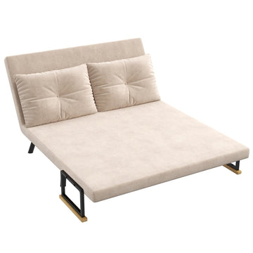 2-zits slaapbank met slaapfunctie | Kleur: Naturel, beige, zwart | Afmetingen: 73x102x81 cm