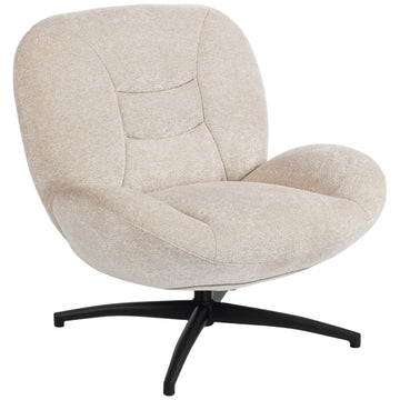 Draaifauteuil - Chenille accentstoel met stalen onderstel | Kleur: Wit | Afmetingen: 83x89x85 cm