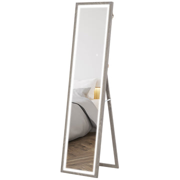 LED full body spiegel - Grijs, dimbaar met touchbediening | Kleur: Grijs