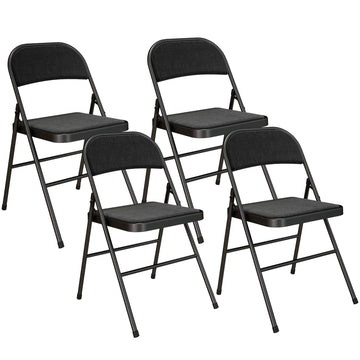 Set van 4 zwarte klapstoelen met metalen poten | Kleur: Zwart | Afmetingen: 45x46x78 cm
