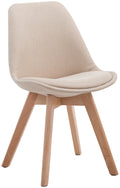 Eetkamerstoel Met Stoffen Bekleding - Bezoekersstoel - Comfortabel Zitten - Beukenhout Onderstel Kleur crème Onderstel Kleur natuur
