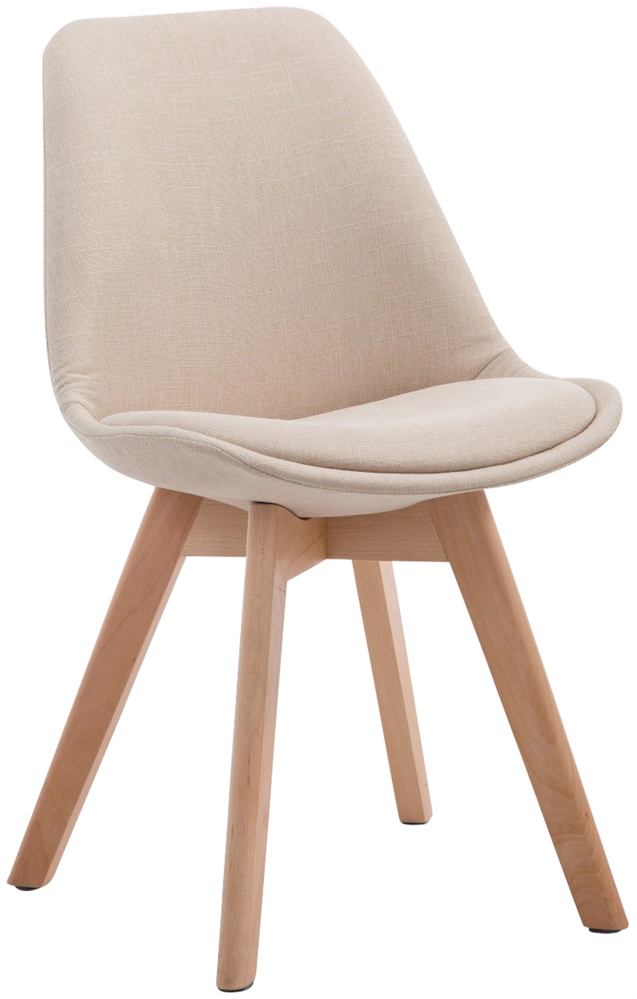 Eetkamerstoel Met Stoffen Bekleding - Bezoekersstoel - Comfortabel Zitten - Beukenhout Onderstel Kleur crème Onderstel Kleur natuur