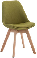 Eetkamerstoel Met Stoffen Bekleding - Bezoekersstoel - Comfortabel Zitten - Beukenhout Onderstel Kleur groen Onderstel Kleur natuur