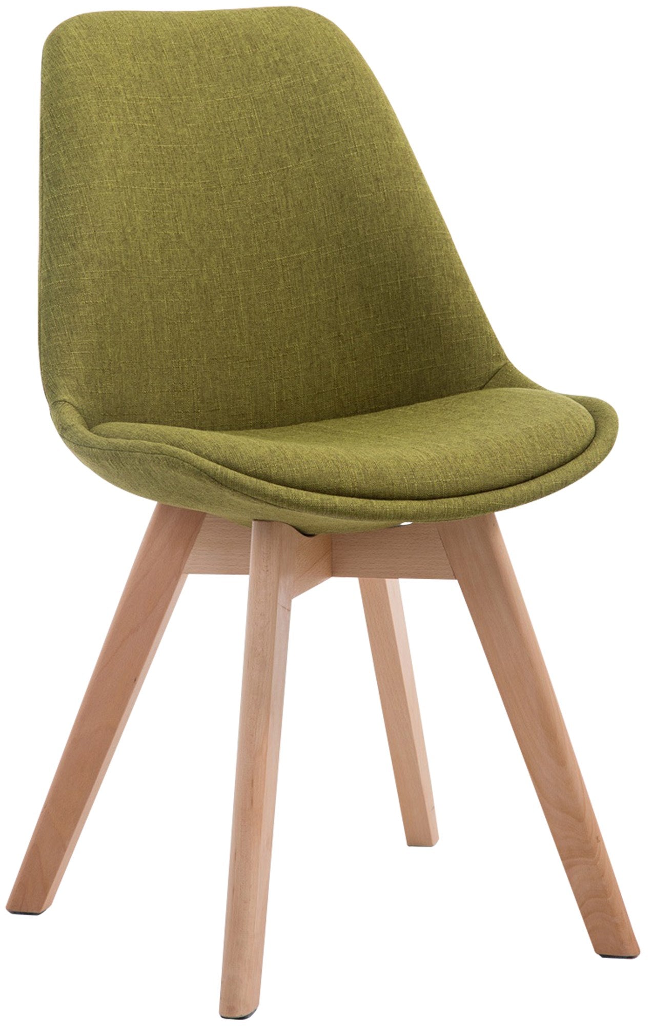 Eetkamerstoel Met Stoffen Bekleding - Bezoekersstoel - Comfortabel Zitten - Beukenhout Onderstel Kleur groen Onderstel Kleur natuur