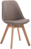 Eetkamerstoel Met Stoffen Bekleding - Bezoekersstoel - Comfortabel Zitten - Beukenhout Onderstel Kleur taupe Onderstel Kleur natuur