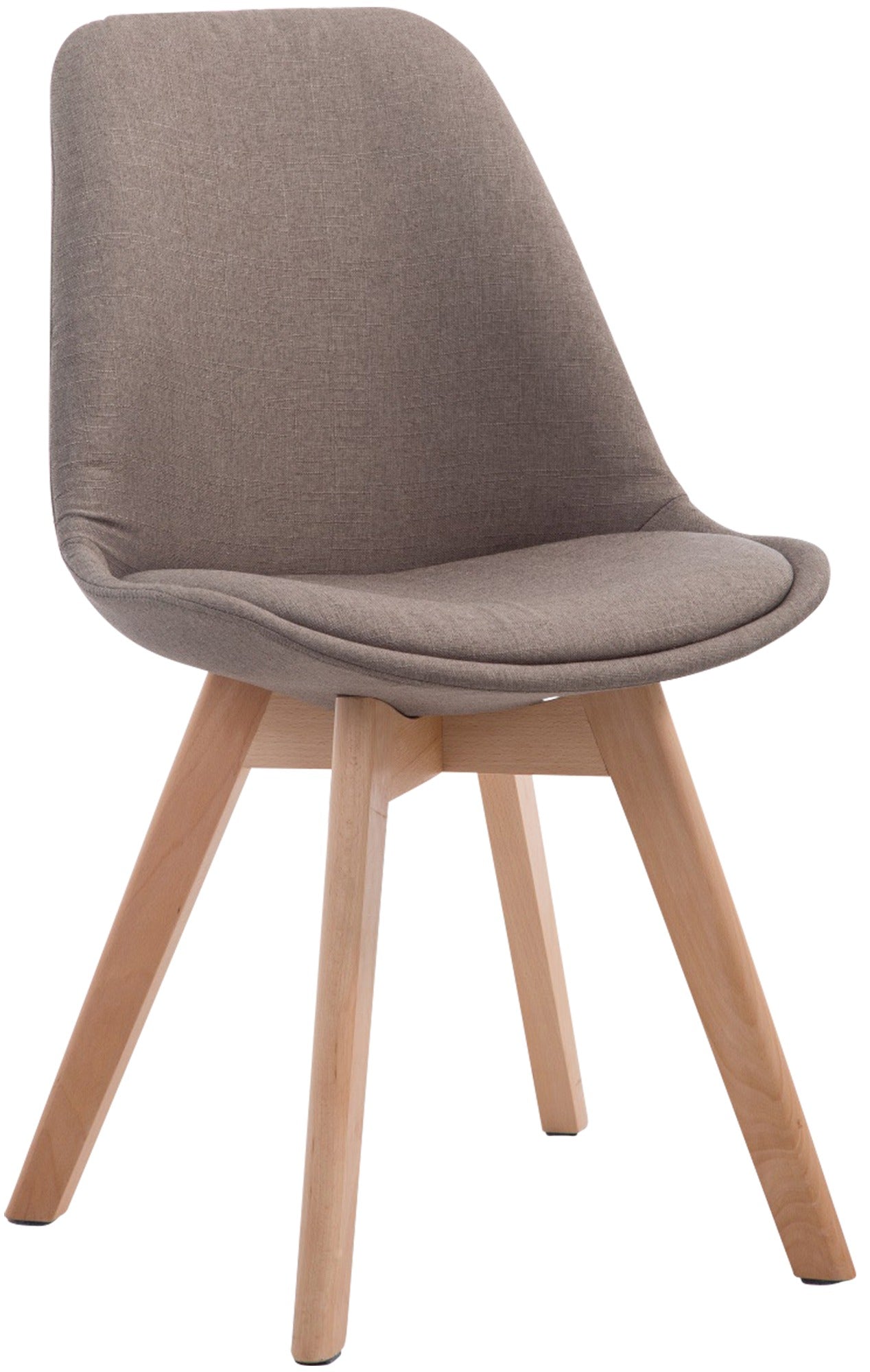 Eetkamerstoel Met Stoffen Bekleding - Bezoekersstoel - Comfortabel Zitten - Beukenhout Onderstel Kleur taupe Onderstel Kleur natuur