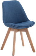 Eetkamerstoel Met Stoffen Bekleding - Bezoekersstoel - Comfortabel Zitten - Beukenhout Onderstel Kleur blauw Onderstel Kleur natuur