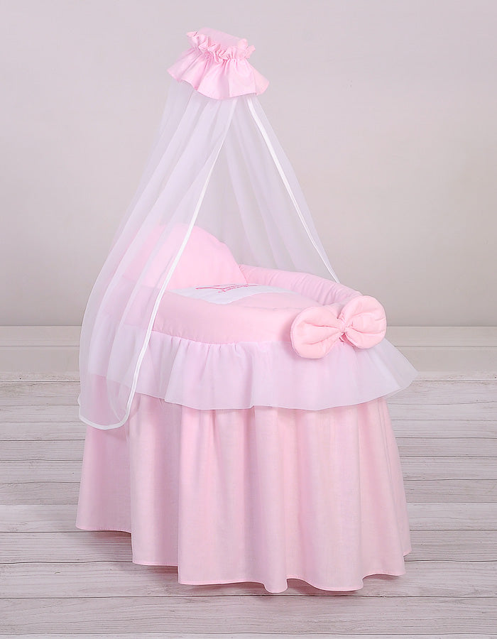 Wicker poppenwagen - rieten poppenbuggy - handgemaakt, soepel rijdend & met beddengoedset