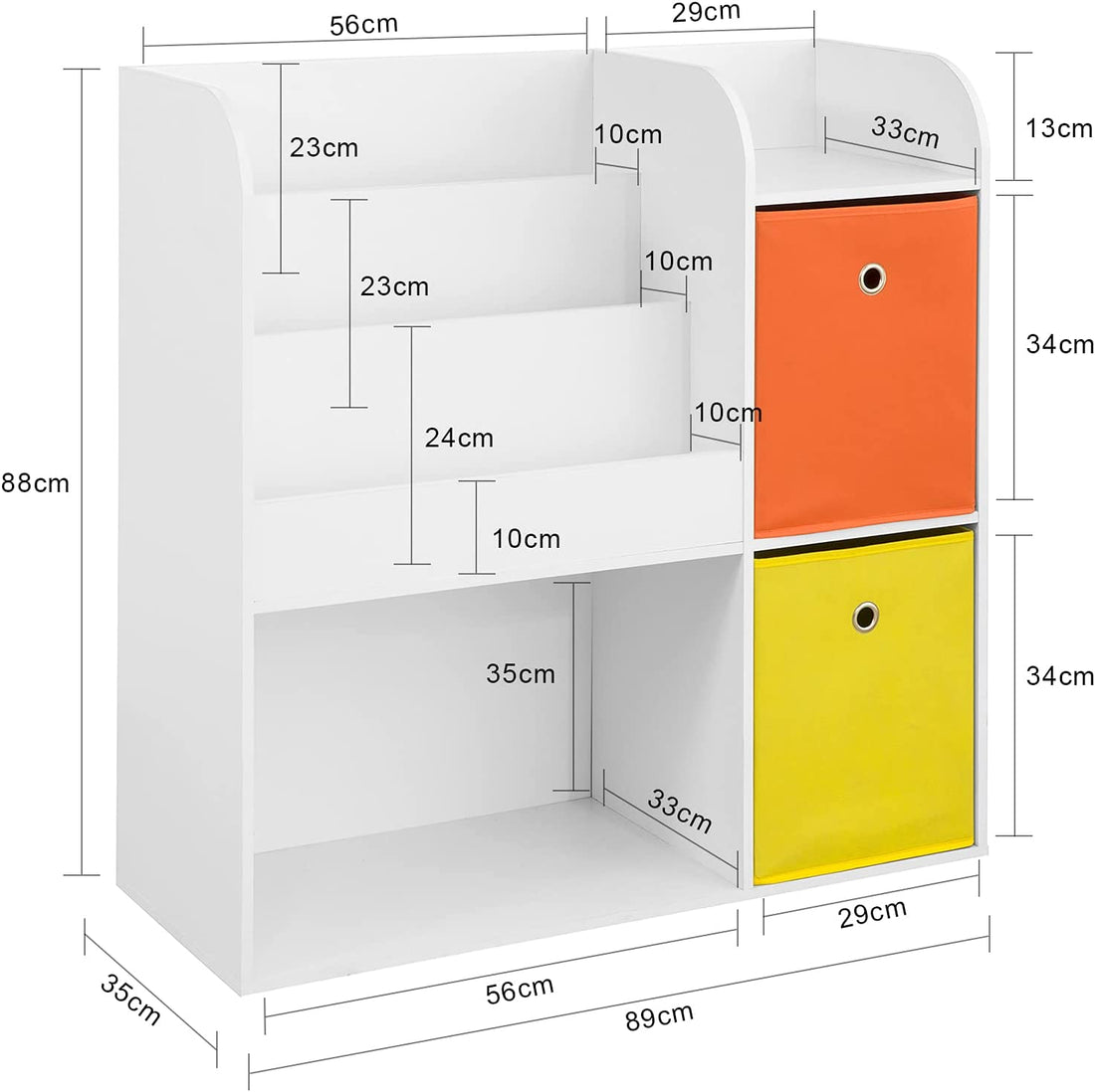 Kinderen Kinderboekenkast Boekenplank - Speelgoedplank Opslag Display Plankrek Organizer met 2 stoffen lades