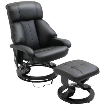 Massagefauteuil met hocker - 10 trilpunten | Kleur: Zwart | Afmetingen: 76x80x102 cm