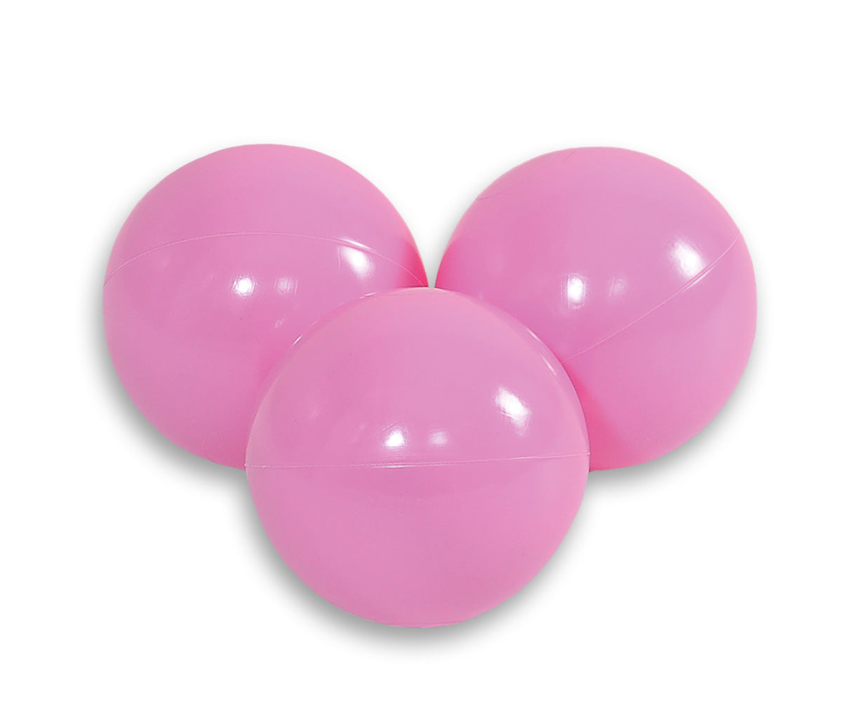 Set med 50 rosa plastbollar - lekbollar - säkra och flexibla för torra pooler