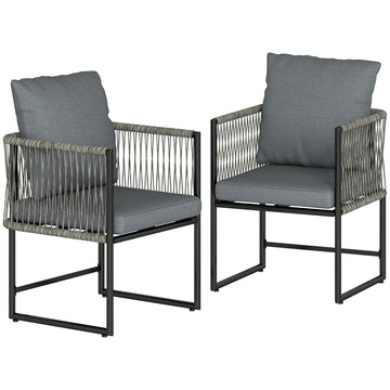 Tuinstoelen 2-delige set - PE-rattan | Kleur: Donkergrijs | Afmetingen: 52x52x66 cm