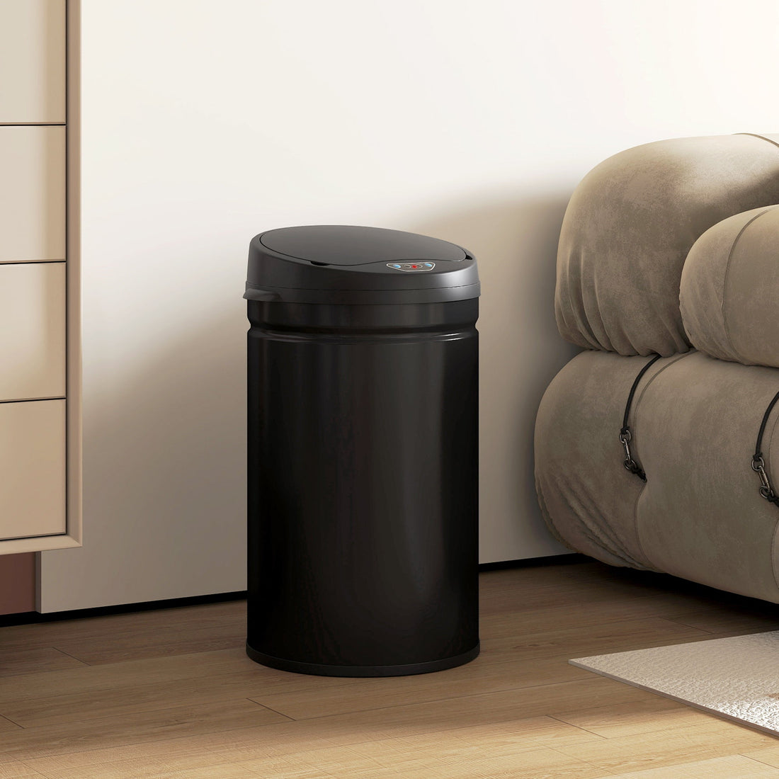 Sensor Mülleimer 30 Liter – Edelstahl-Mülleimer | Farbe: Schwarz | Abmessungen: 30,5x30,5x51 cm
