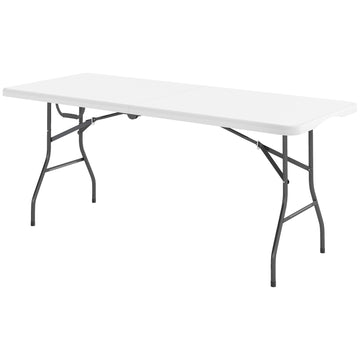 Opvouwbare picknicktafel - Kampeertafel | Kleur: Wit en grijs | Afmetingen: 74x180x74 cm