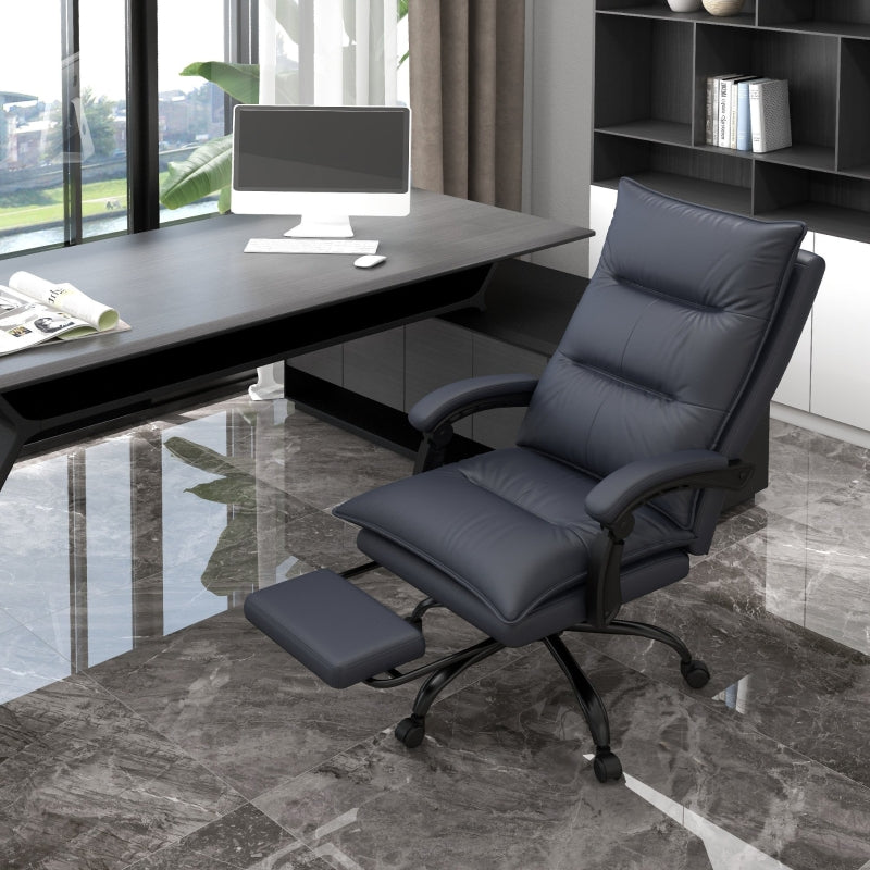 Ergonomisk massagekontorsstol med fotstöd | Färg: Svart | Mått: 66x74x114-121.5 cm