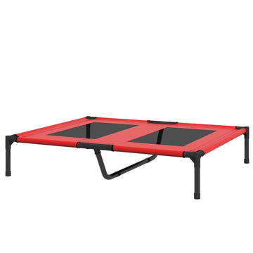 Draagbaar hondenbed voor reizen met meshhoes | Kleur: Rood | Afmetingen: 76x92x18 cm
