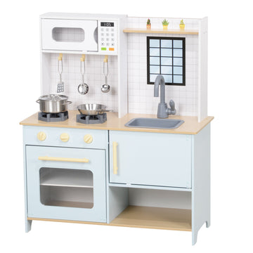 Speelkeuken voor kinderen met kookset | Kleur: Groen en wit | Afmetingen: 33x72x85.2 cm