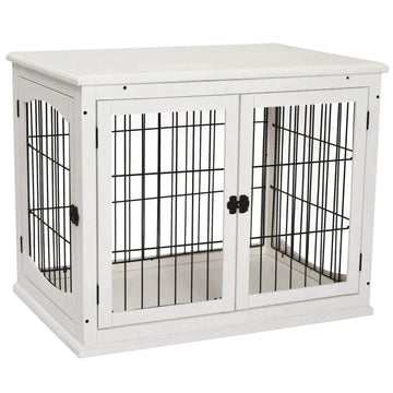 Hondenbench met meubelstijl - MDF hondenkooi | Kleur: Wit | Afmetingen: 81x58.5x66 cm
