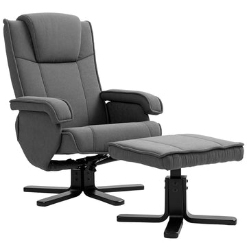 Draaibare relaxfauteuil met voetenbank | Kleur: Grijs | Afmetingen: 67x87x96 cm