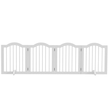 Hondenhek 4-delig - Opvouwbare hondenbarrière | Kleur: Wit | Afmetingen: 29.5x203.5x61 cm