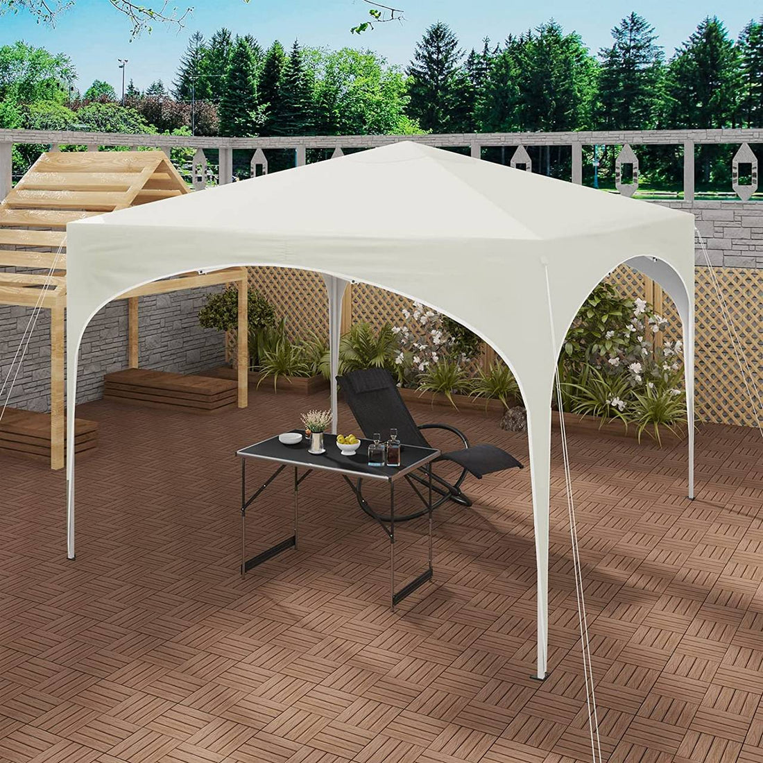 Waterdichte pop-up partytent 3x3 m | Beige, grijs, blauw of groen | 300x300x250-258 cm