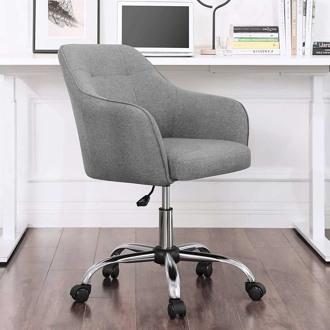 Ergonomisk kontorsstol - grå - svängbar - 65 x 69 x (83-93) cm