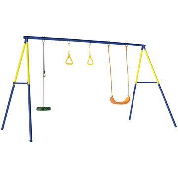 3-in-1 Kinderschommel met Turnringen | Kleur: Meerkleurig | Afmetingen: 160x285x181 cm