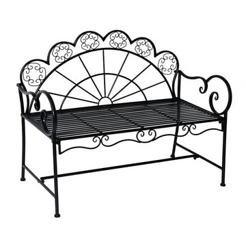 Metalen tuinbank voor 2 personen | Kleur: Zwart | Afmetingen: 107x55.5x88.5 cm