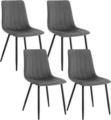 Eetkamerstoelen 4-delige set met fluwelen zitting en metalen poten | 44x50,5x80,5 cm
