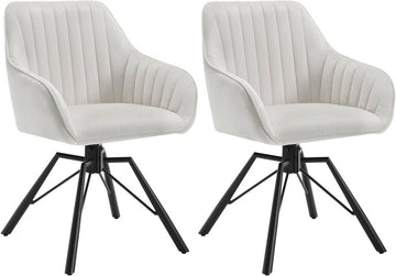 Draaibare eetkamerstoelen 2 stuks | Creme, zwart, donkergrijs | 58x53,5x83,5 cm